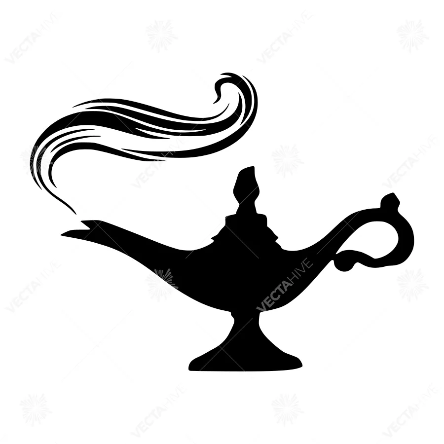 Silhouette Genie Lamp with Flame