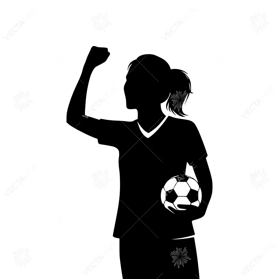 Silhouette Woman Soccer Player Celebrating