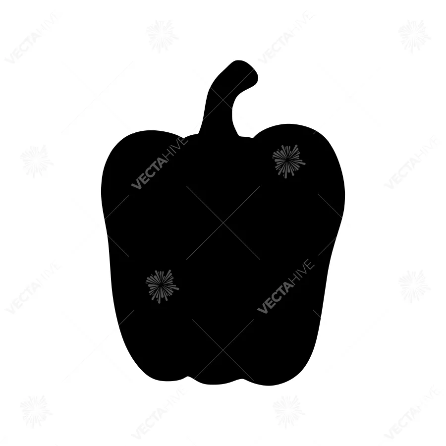 Pepper Silhouette Icon - Black on White