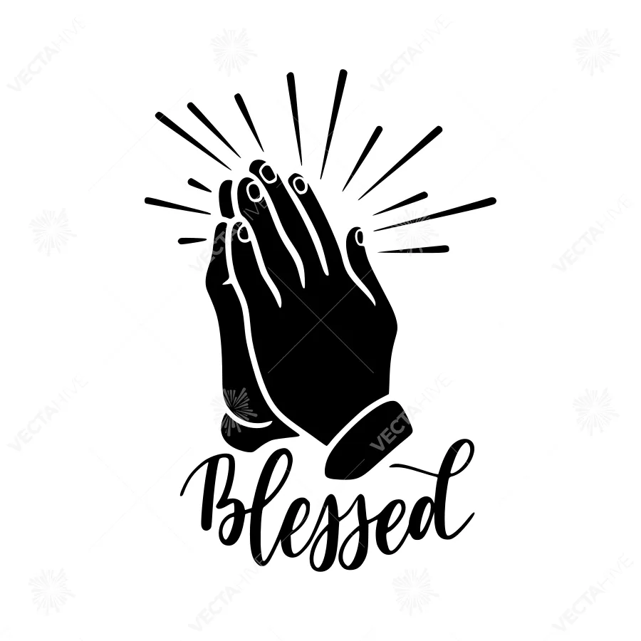 Praying Hands Silhouette with Blessing Text