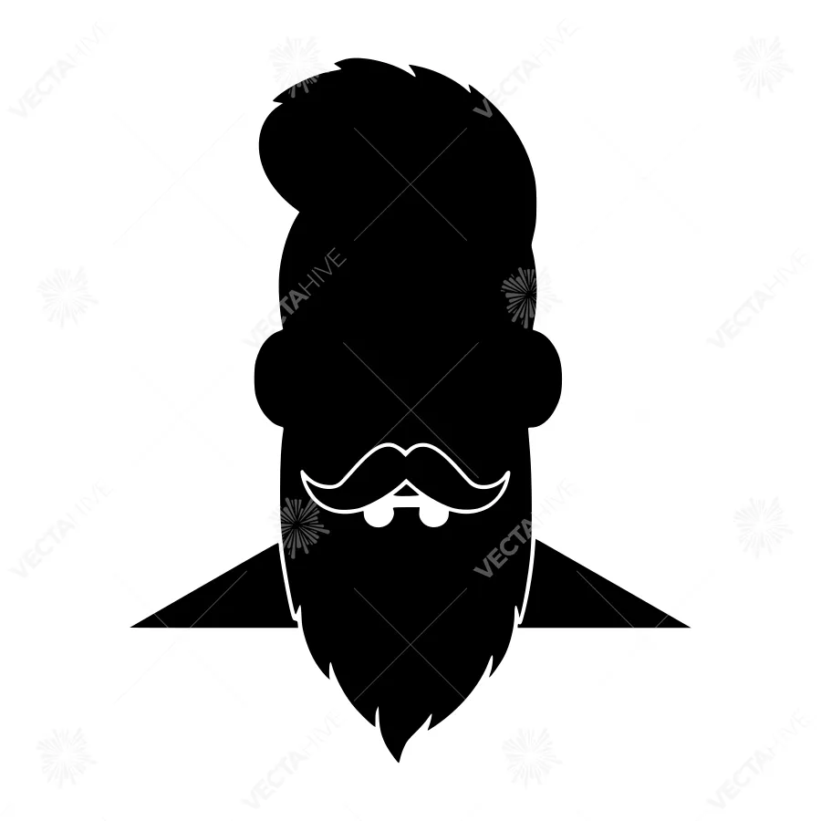 Black Bearded Man Silhouette Icon