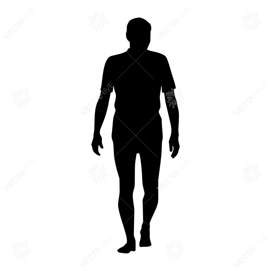 Silhouette Man Walking - Black Outline
