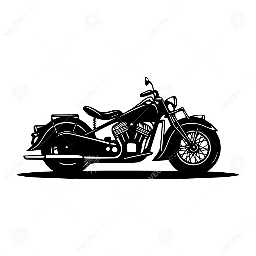 Vintage Motorcycle Silhouette Black & White