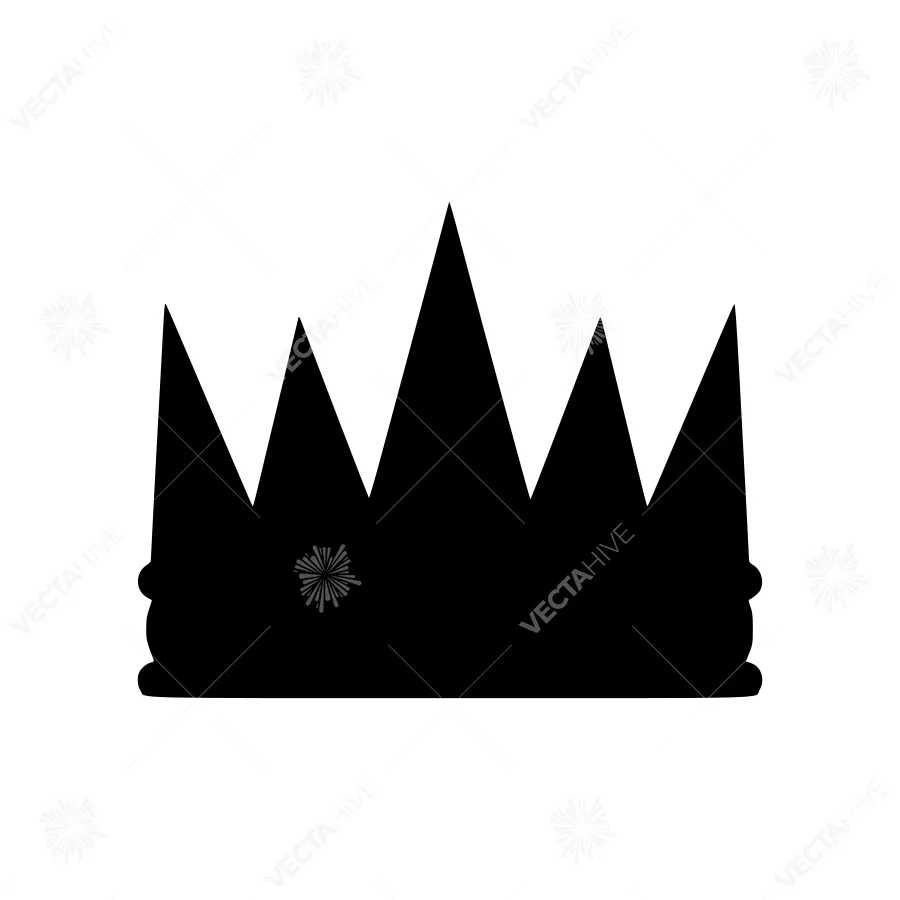 Black Crown Icon - Minimalist Vector Illustration