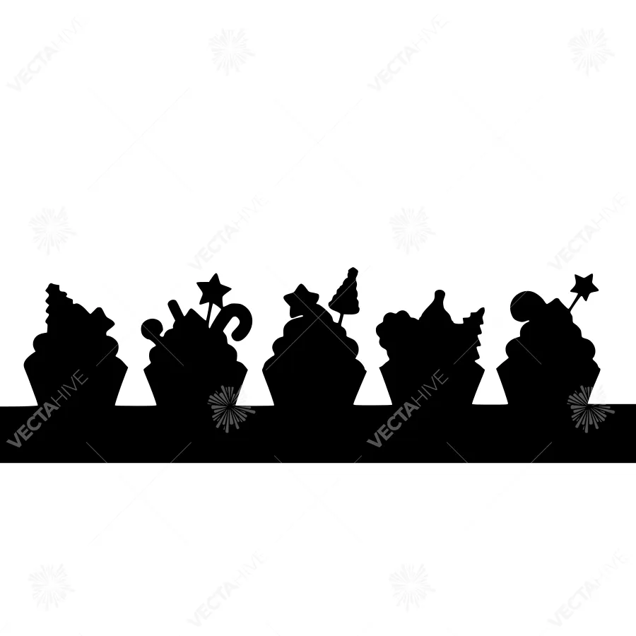 Silhouette Cupcakes with Festive Decorations