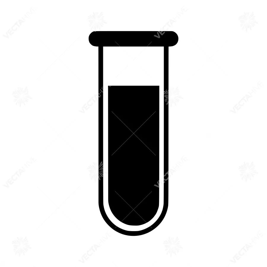 Test Tube Icon - Black on White