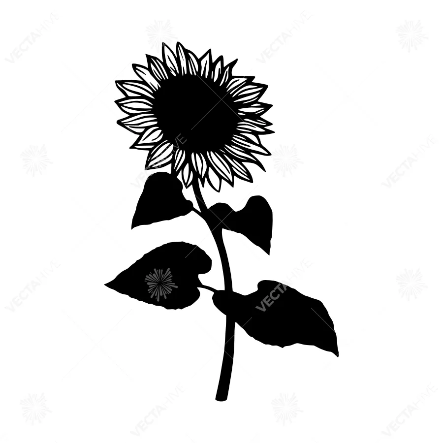 Sunflower Silhouette Vector Illustration