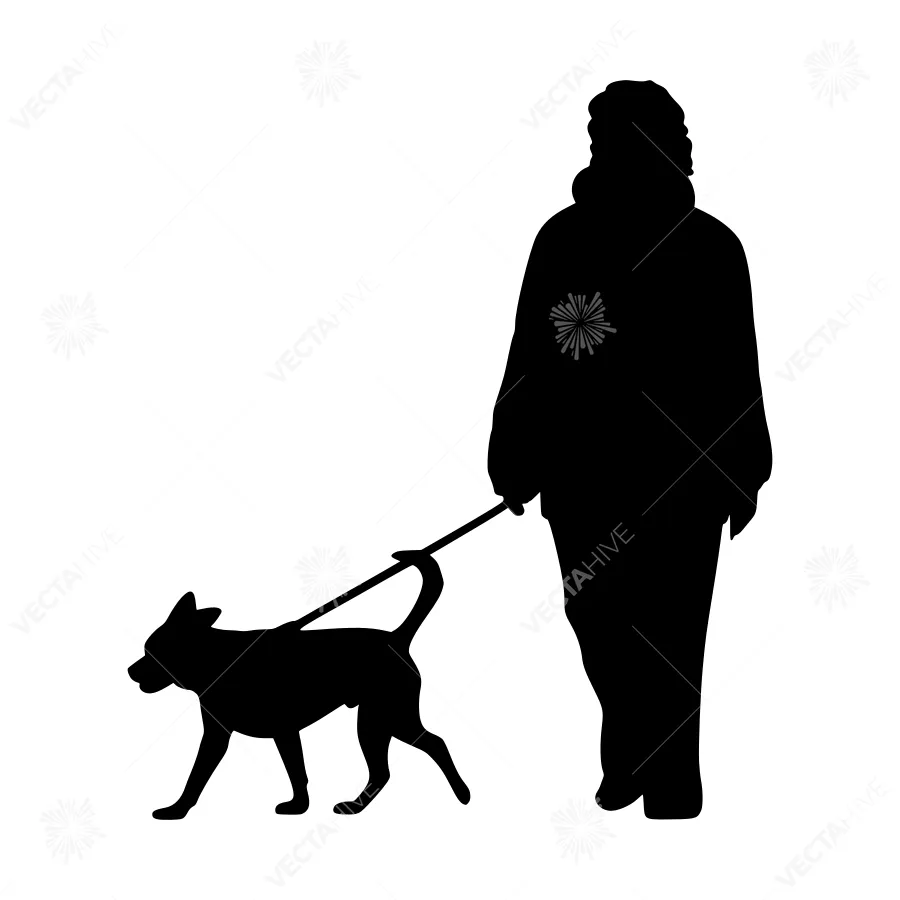Silhouette Walking Dog - Black & White Vector