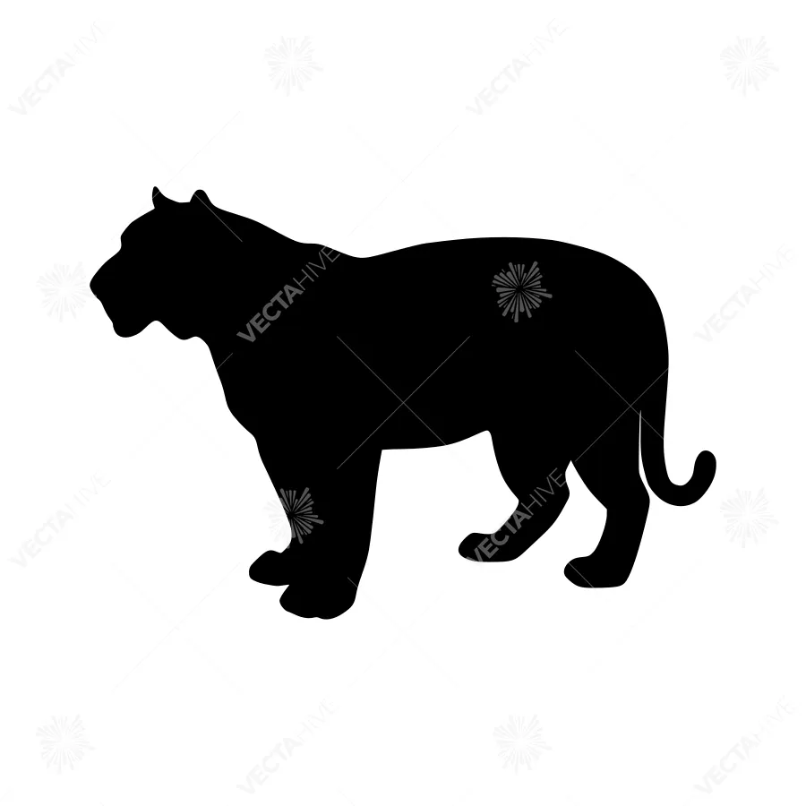 Silhouette Tiger Graphic - Black Animal Vector