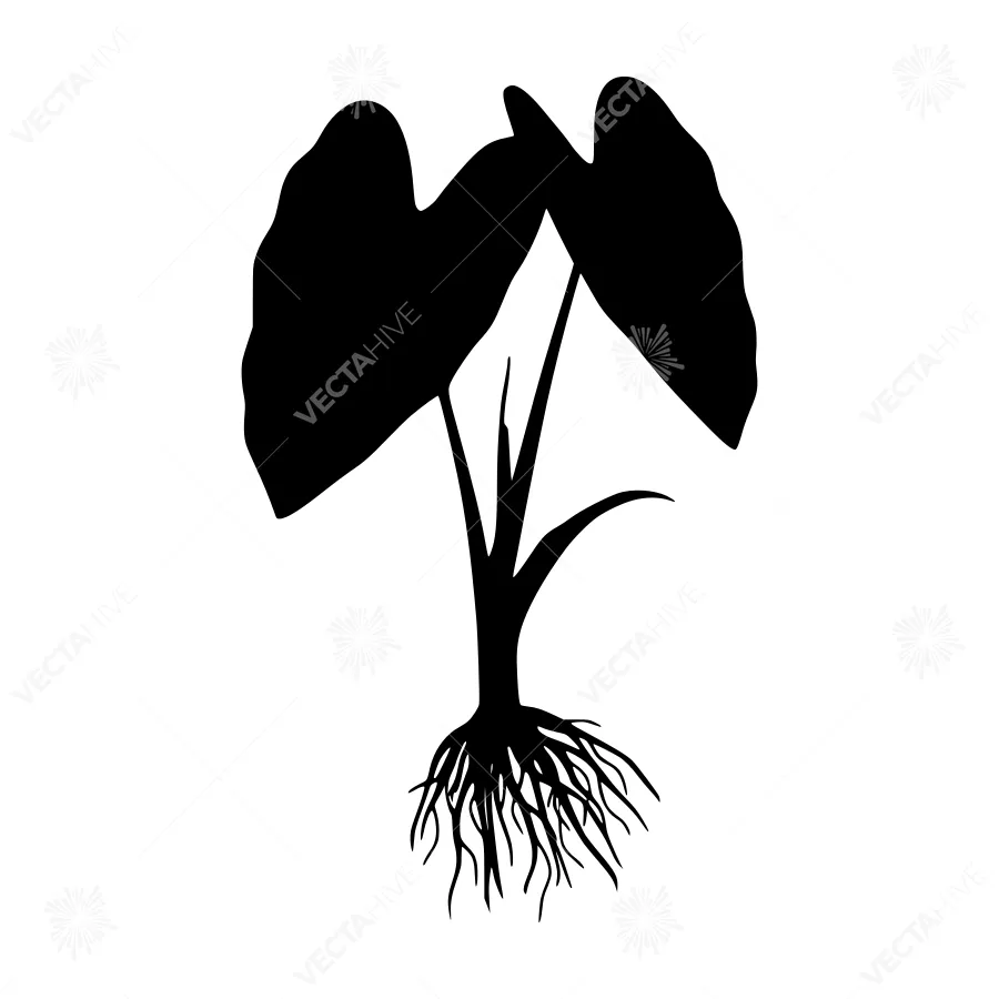 Black Silhouette Plant Root Vector Illustration