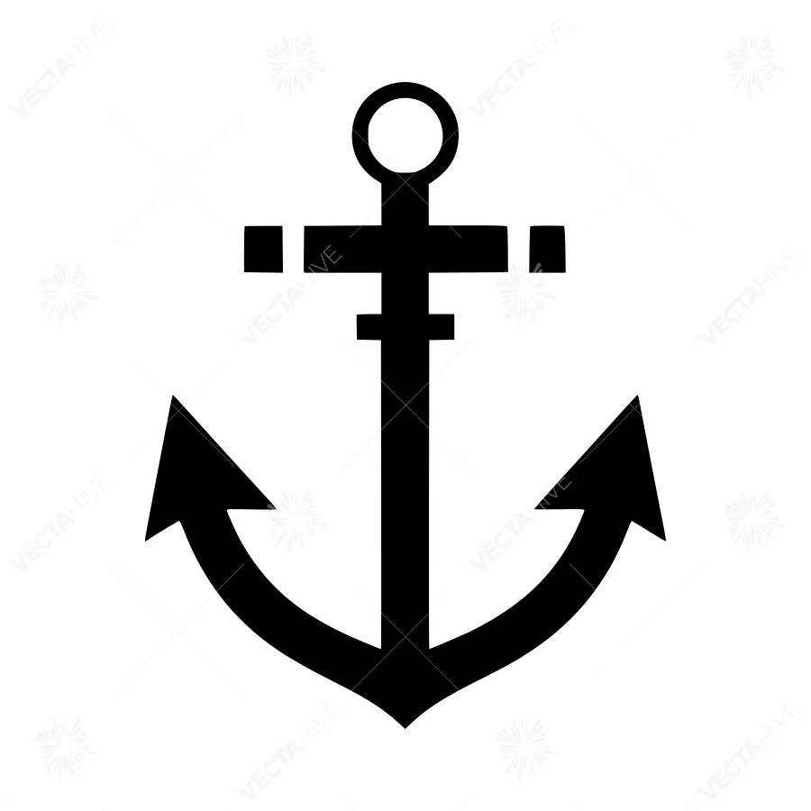 Black Anchor Icon - Nautical Design Element