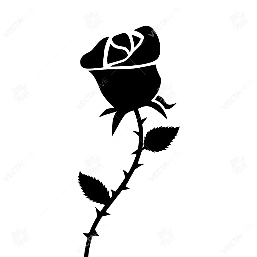 Black Rose Silhouette Vector Illustration