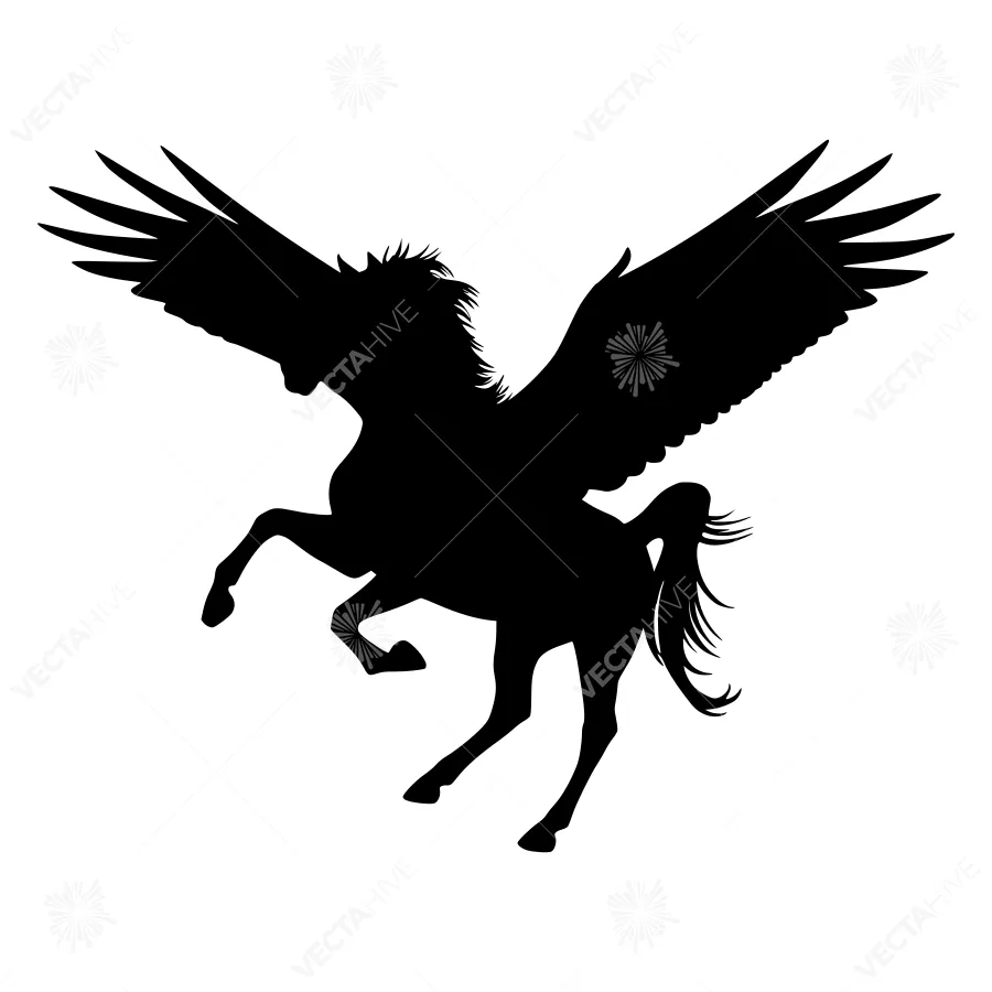 Black Silhouette Pegasus Flying