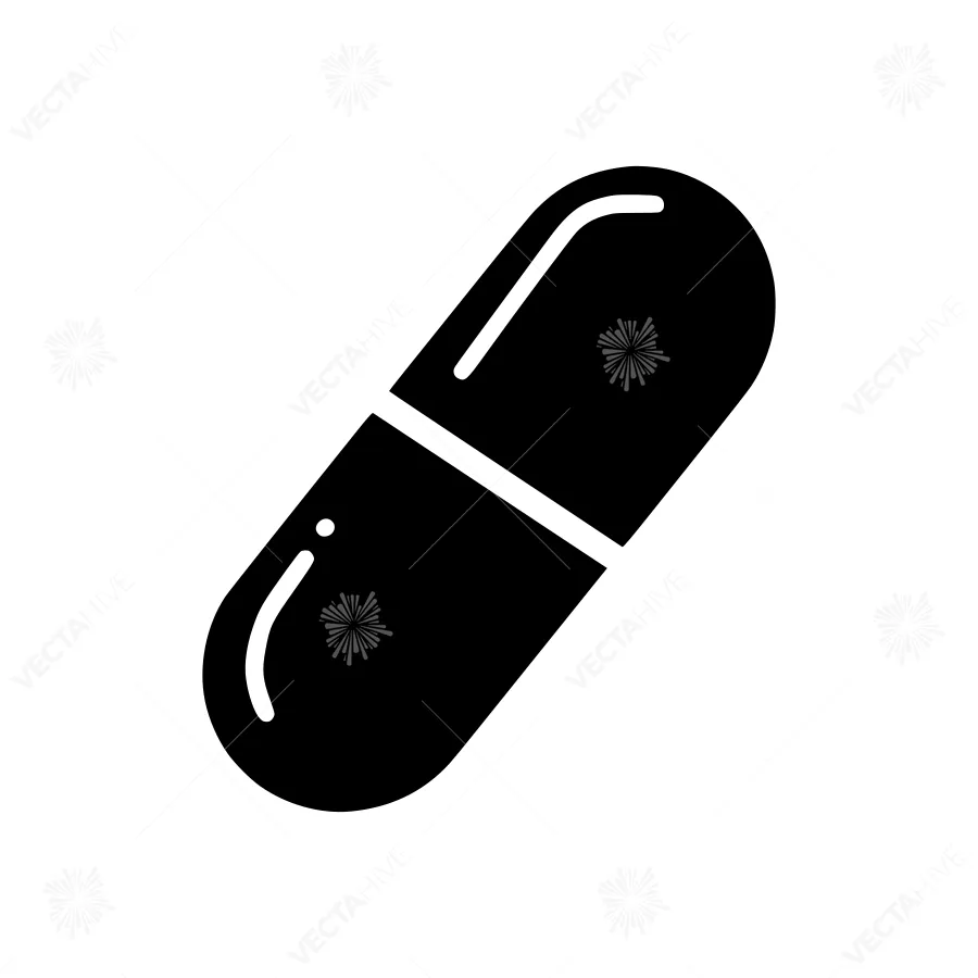 Black Pill Icon - Medical Symbol