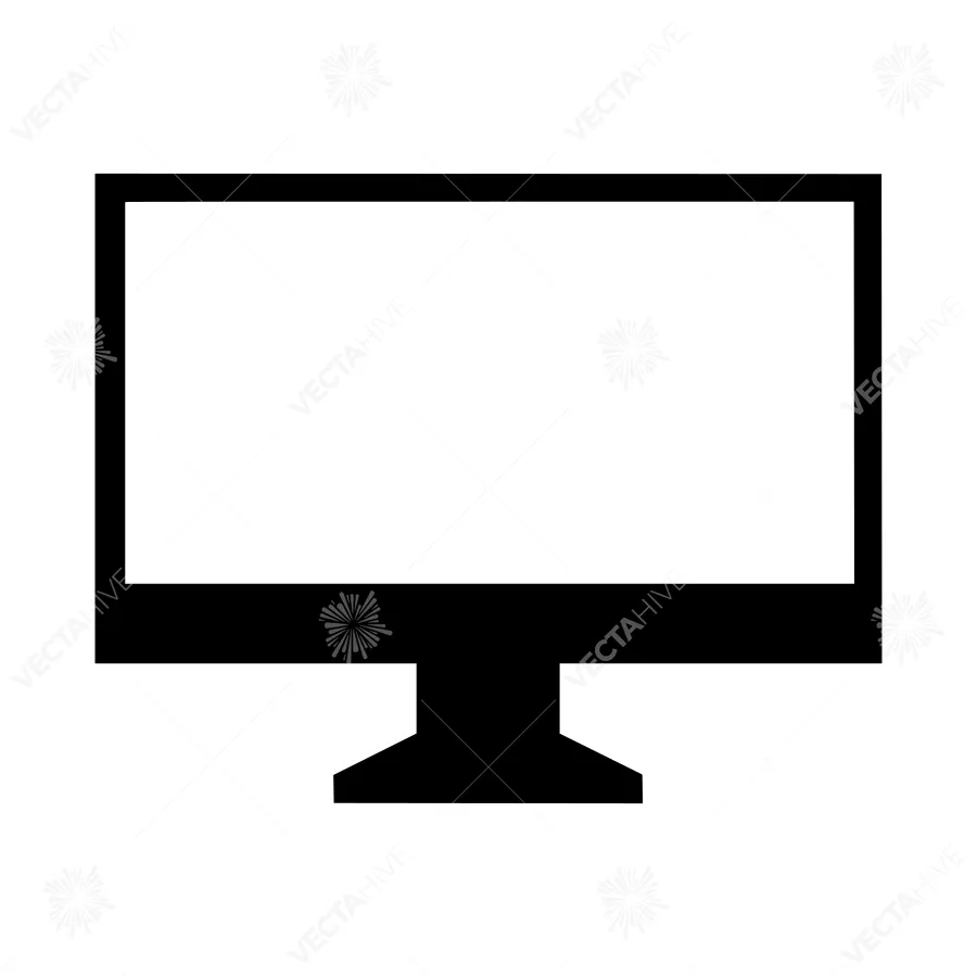 Computer Monitor Icon - Black Outline