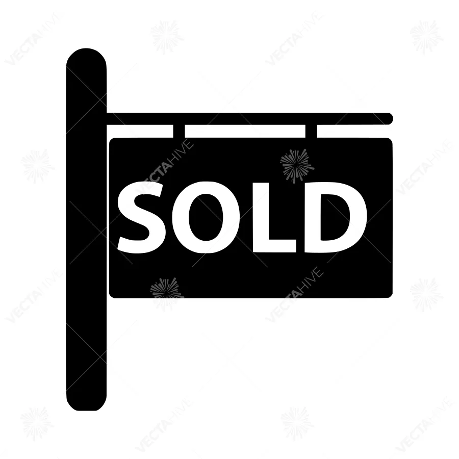 Sold Sign Icon - Black and White Vector