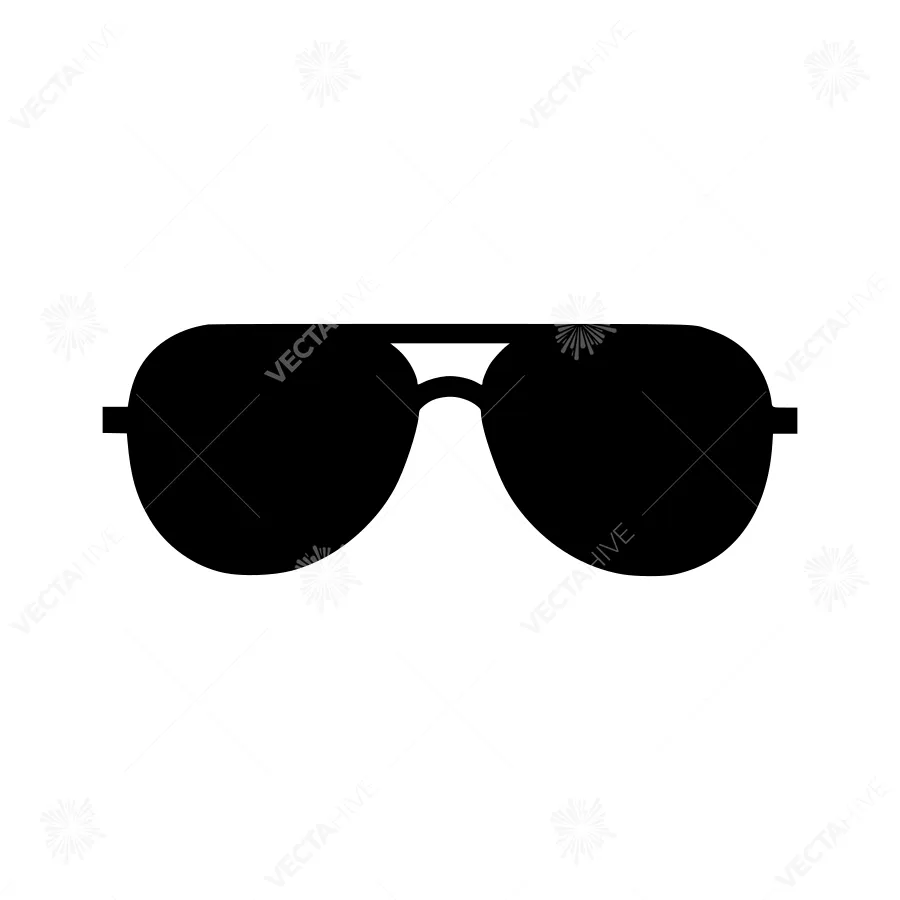Black Aviator Sunglasses Icon - Vector Illustration