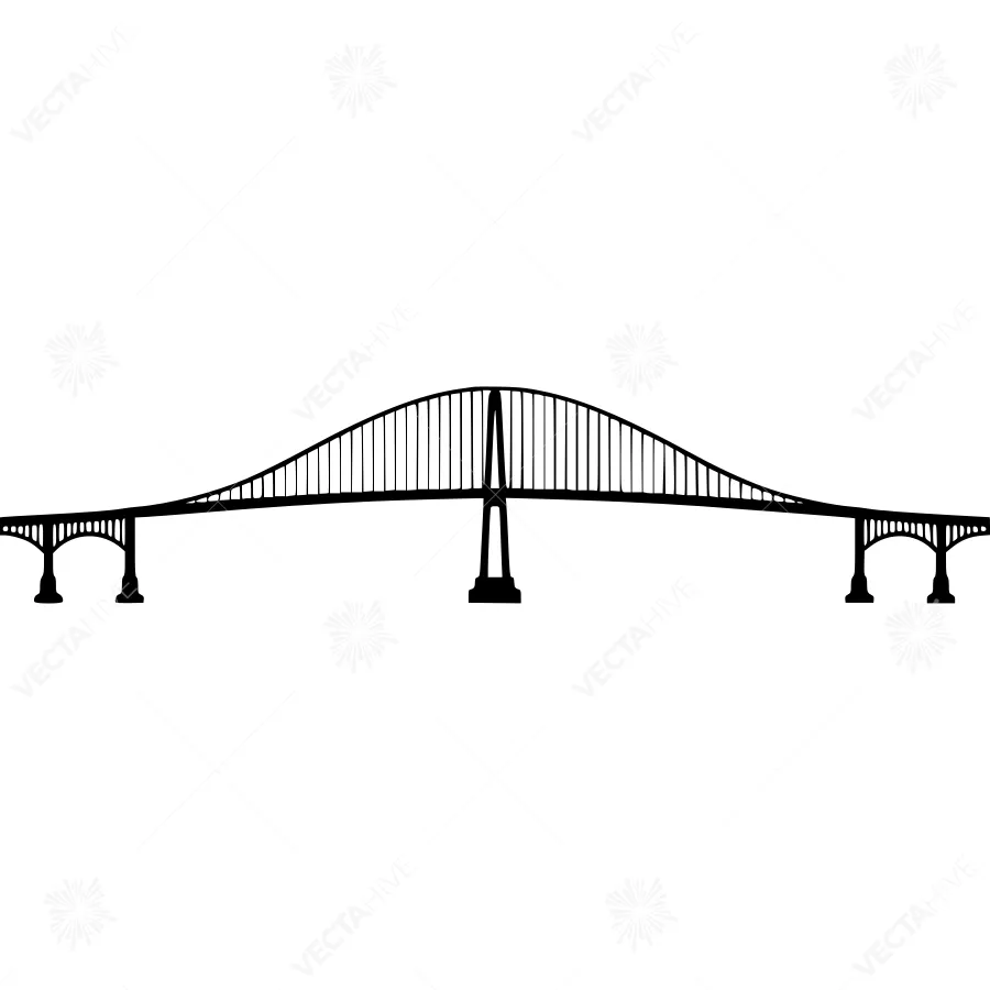 Black Bridge Outline Vector Illustration