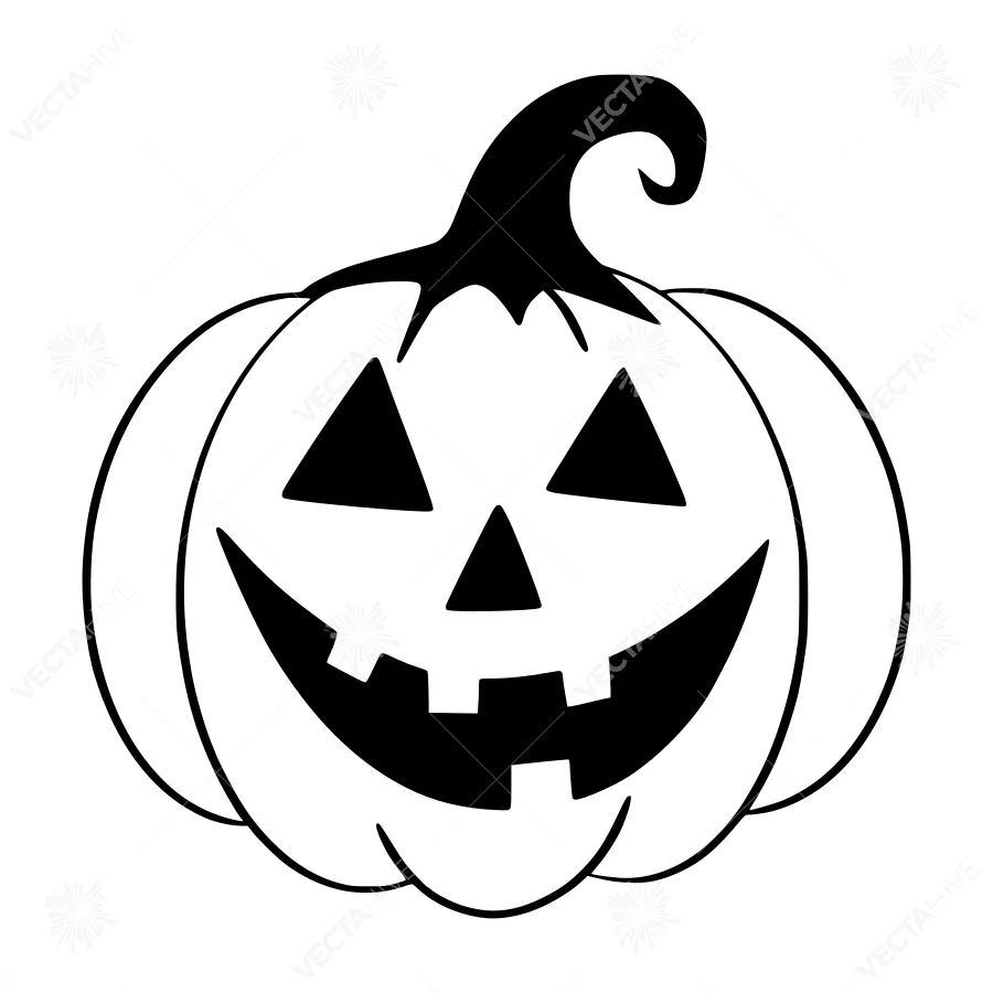 Black Silhouette Pumpkin Jack-o'-Lantern