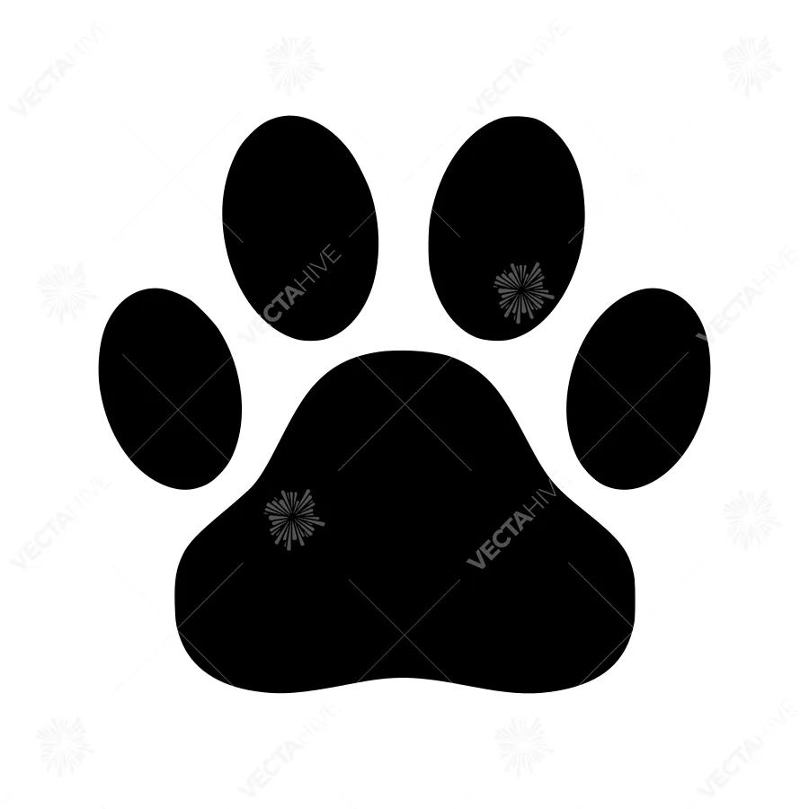 Black Paw Print Icon - Vector Graphic