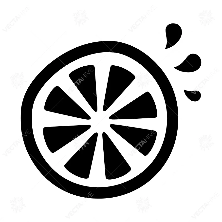 Citrus Slice Icon - Black Silhouette