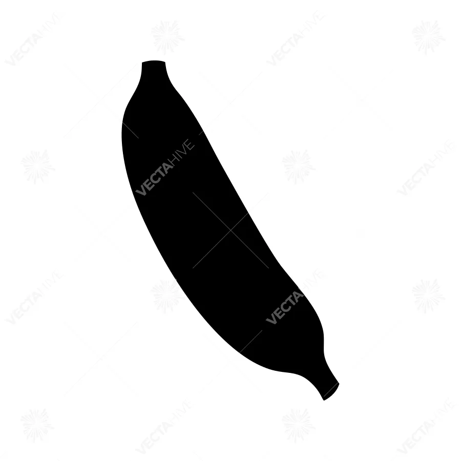 Banana Silhouette Icon - Black on White