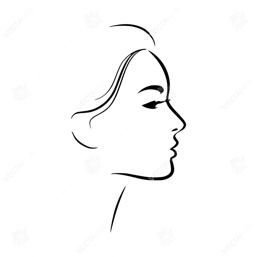 Elegant Line Art Woman Profile