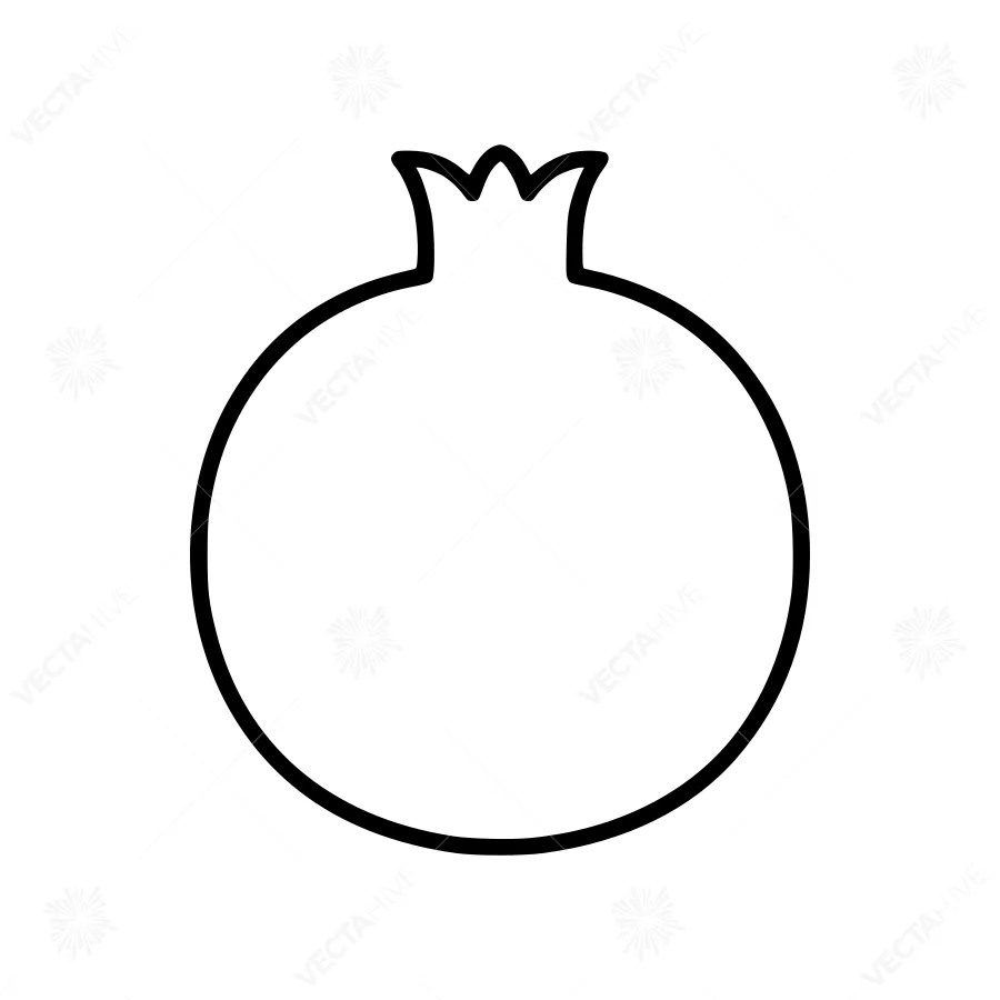 Pomegranate Outline Icon - Minimalist Vector