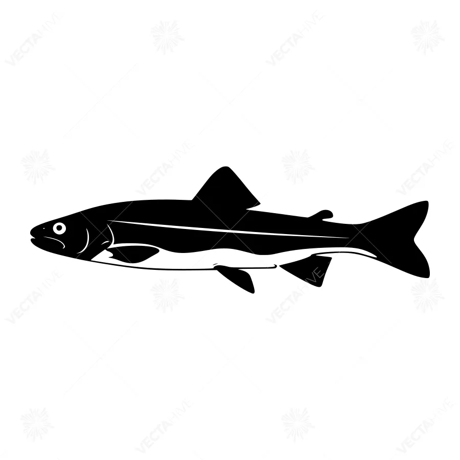Black Fish Silhouette Vector Illustration