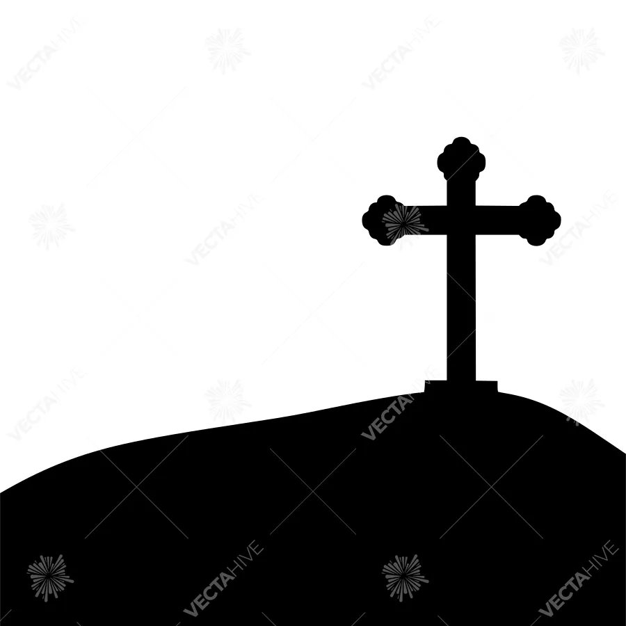 Black Cross Silhouette on Hill