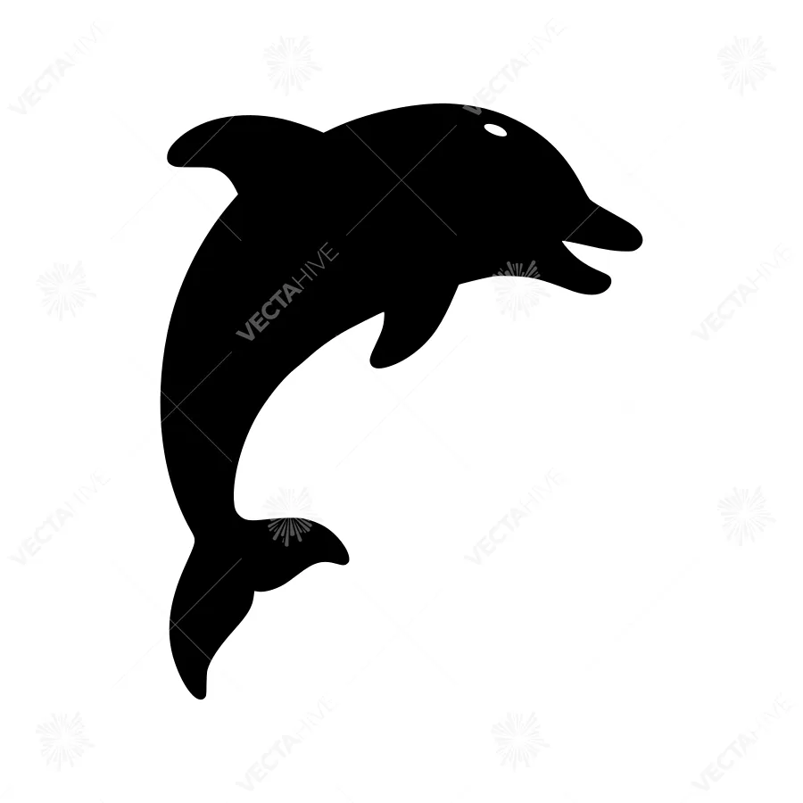 Silhouette Dolphin Jumping - Minimalist Vector