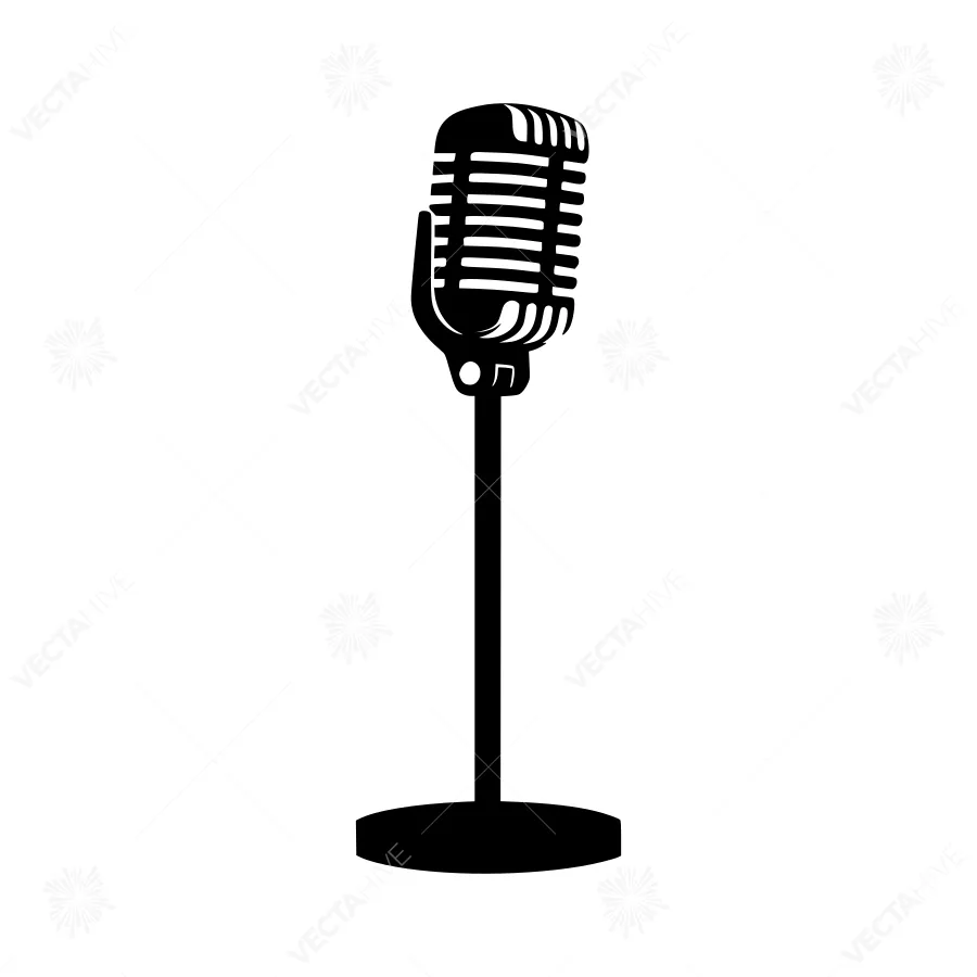 Vintage Microphone Icon - Black Silhouette