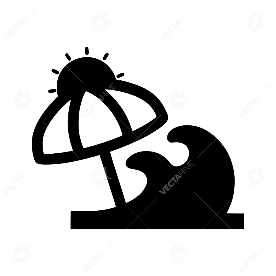 Sun & Wave Icon - Minimalist Vector Illustration