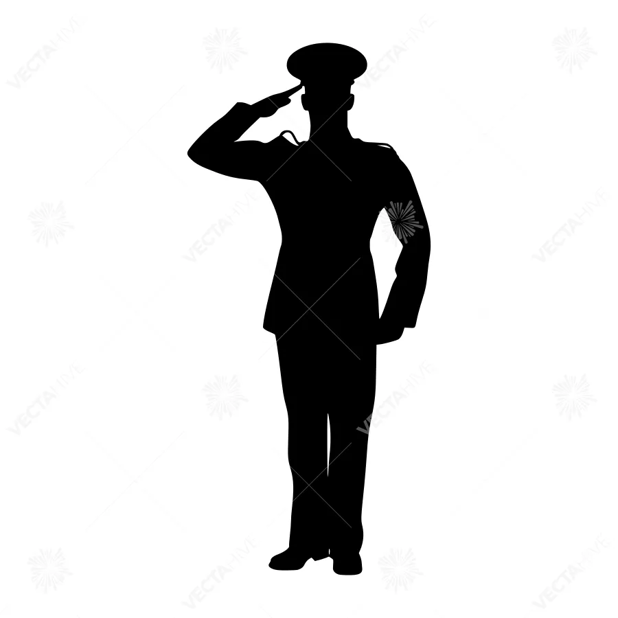 Silhouette Soldier Salute - Military Vector