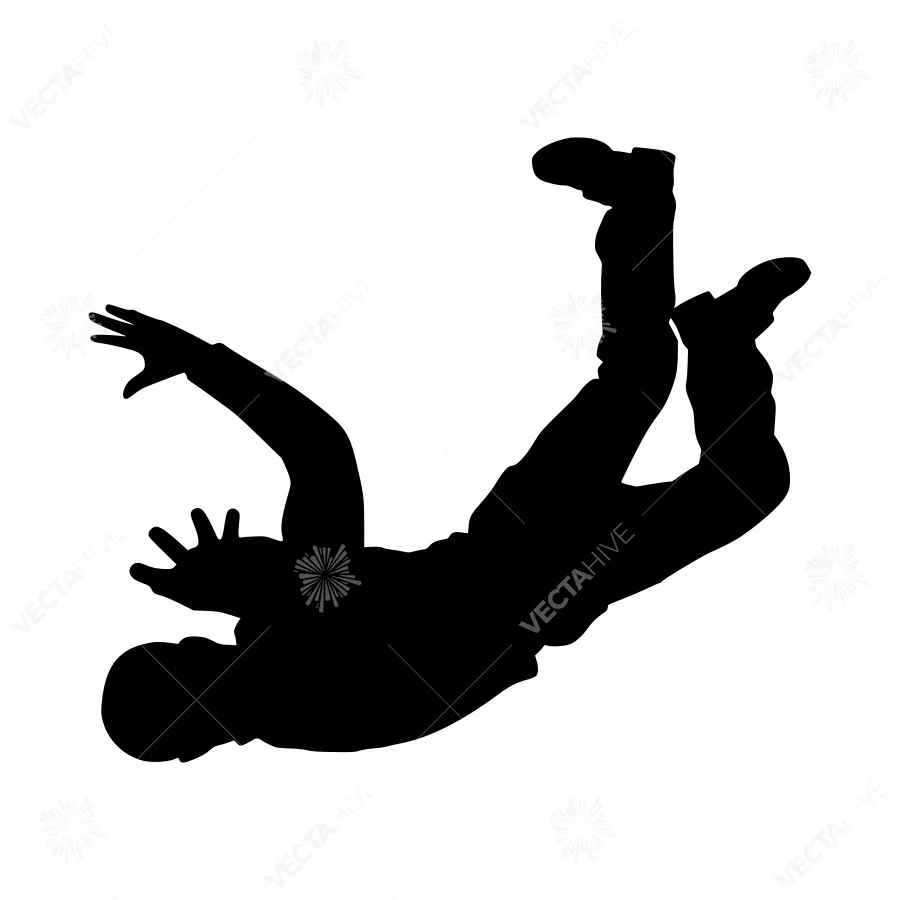 Silhouette Falling Figure - Minimalist Vector