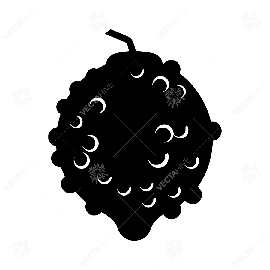 Vintage Grapes Silhouette Icon - Black on White