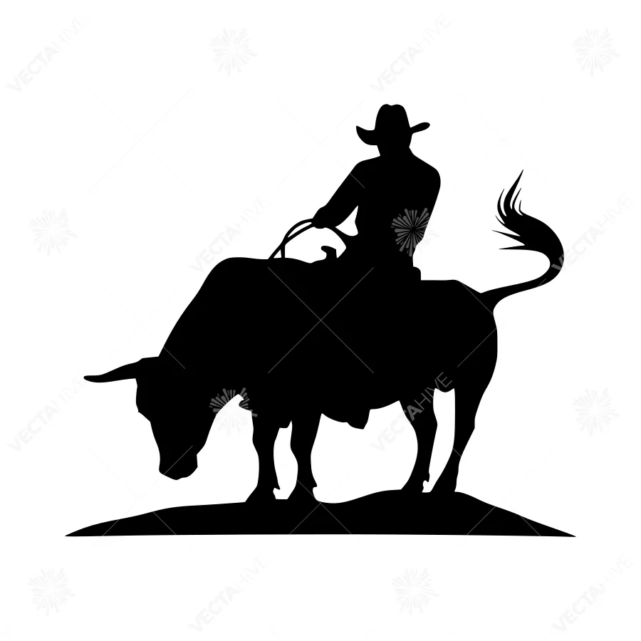 Silhouette Rodeo Rider Bull