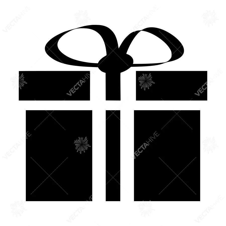 Gift Box Icon - Simple Black Outline