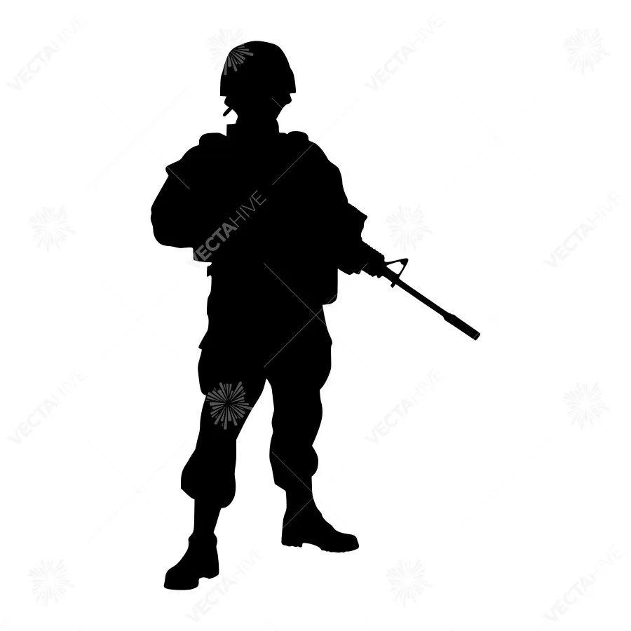 Military Silhouette Soldier Standing Watch