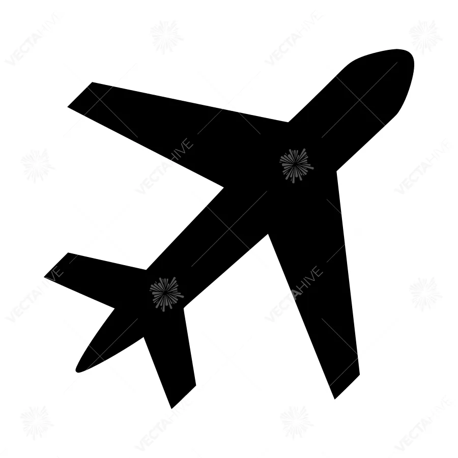 Black Airplane Icon - Vector Illustration