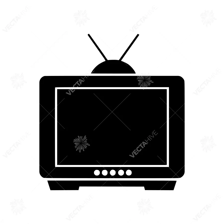 Black Television Icon - Simple Flat Design