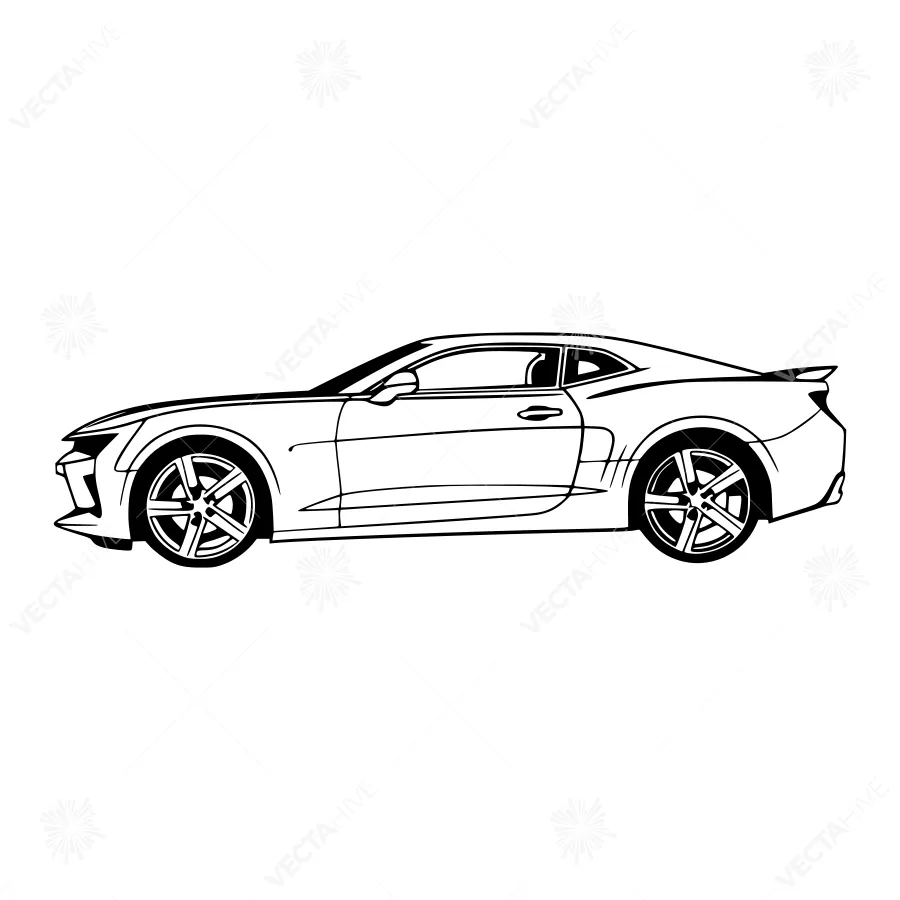 Black & White Car Illustration - Chevrolet Camaro