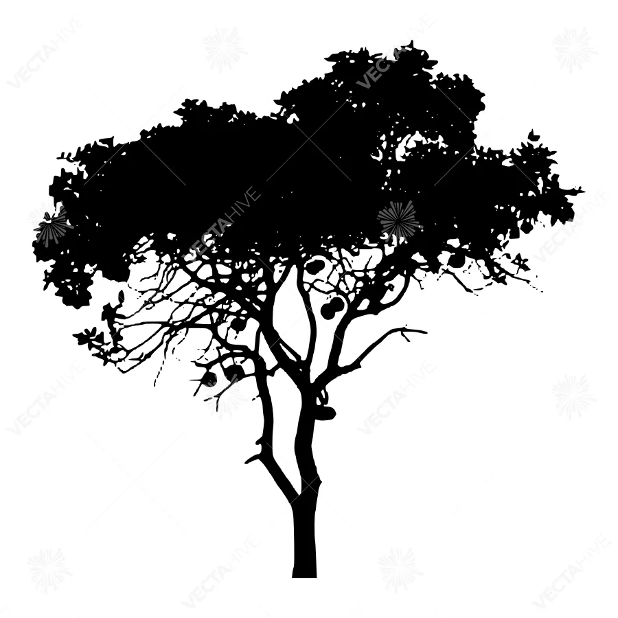 Black Tree Silhouette on White Background