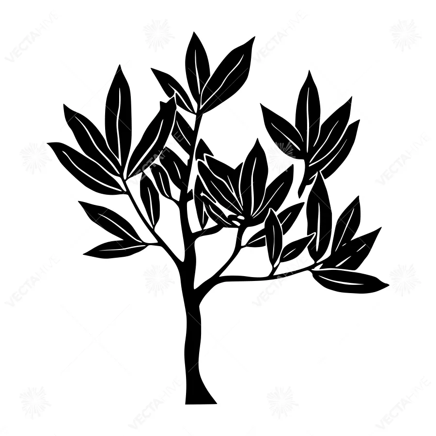 Black Tree Silhouette on White Background