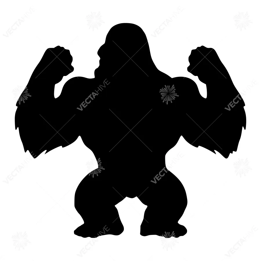Silhouette Gorilla - Strong Animal Graphic