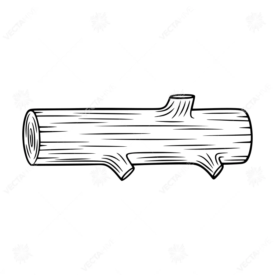 Line Art Log - Rustic Wood Texture
