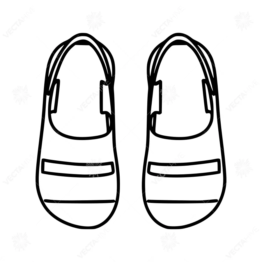 Black Sandals Outline Illustration