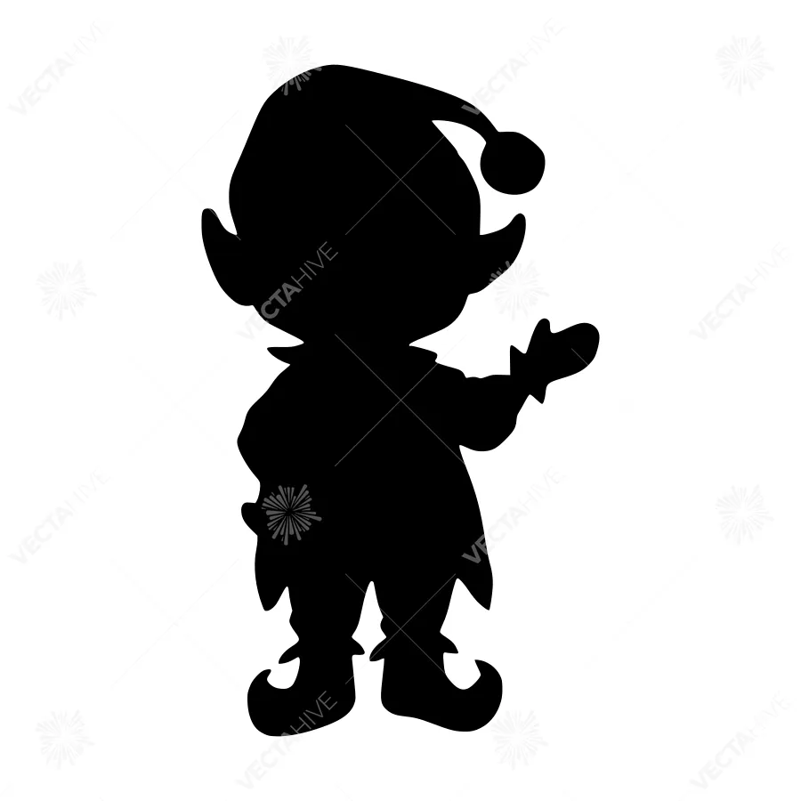 Silhouette Elf Christmas Illustration