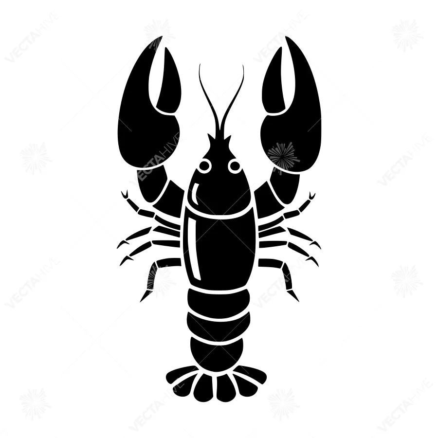 Black Lobster Silhouette Vector Illustration