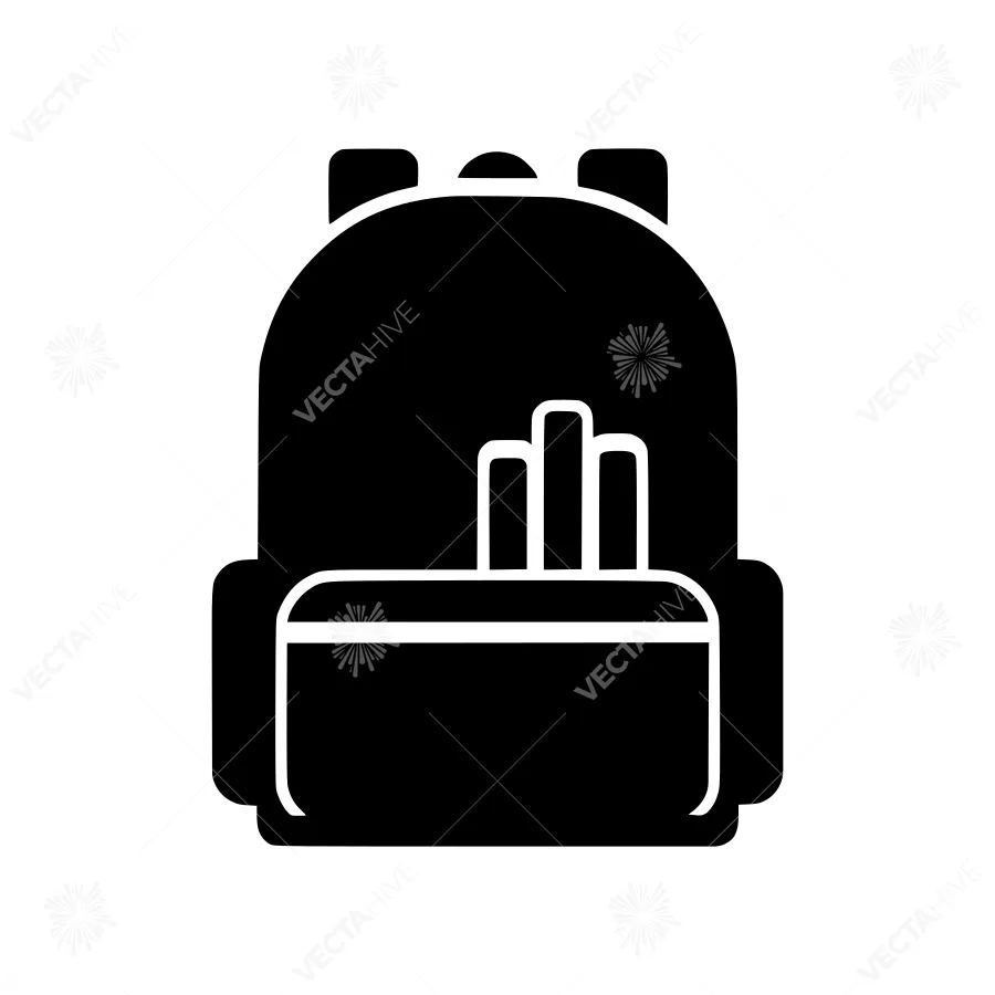Black Backpack Icon - Simple Vector Illustration